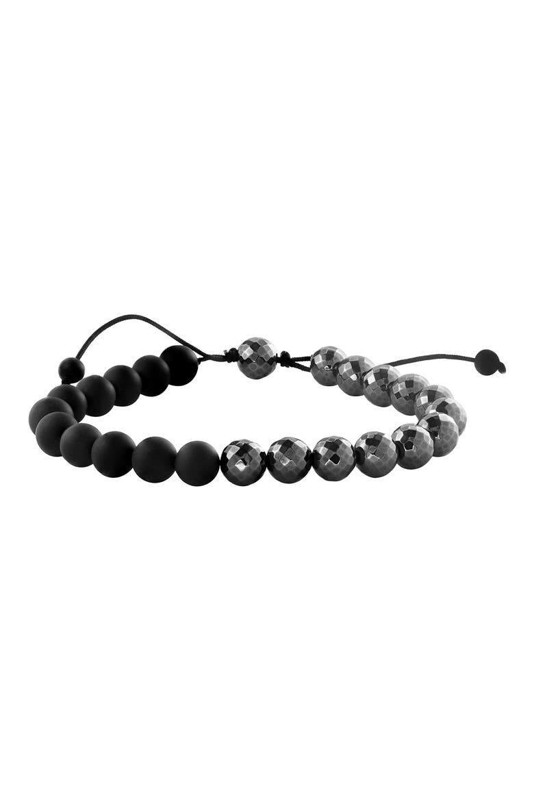 Onyx & Hematite Bead Bracelet, Main, color, BLACK