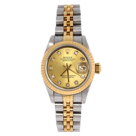 Oyster Perpetual Datejust Automatic Watch Stainless Steel and Yellow Gold with Diamond Markers 26