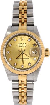 Pre-Owned Rolex Oyster Perpetual Datejust Automatic Watch Stainless Steel and Yellow Gold with Diamond Markers 26