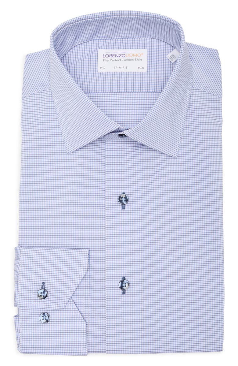 Lorenzo Uomo Trim Fit Micro Grid Dress Shirt, Alternate, color, Navy