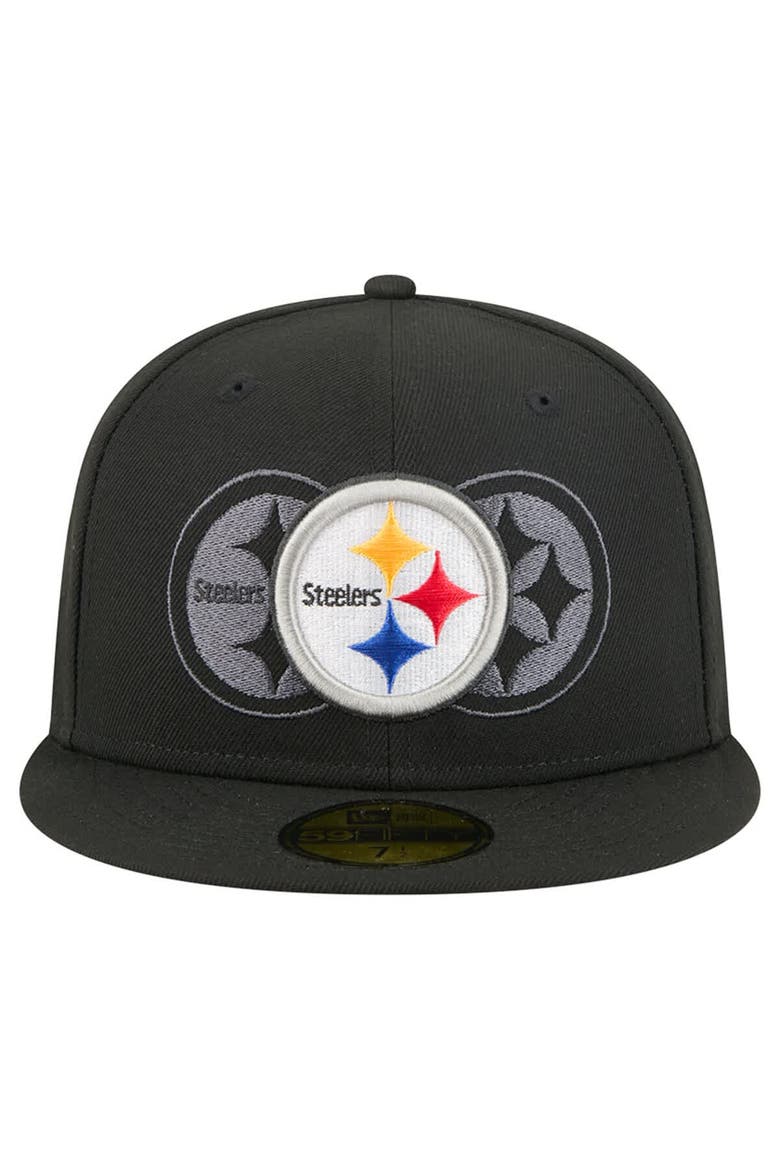 Men's New Era Black Pittsburgh Steelers Tri-Hit 59FIFTY Fitted Hat, Alternate, color, Black