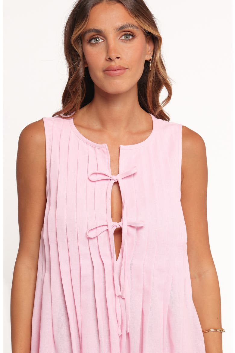 Madeline Pintuck Tie Front Minidress, Alternate, color, PALE PINK