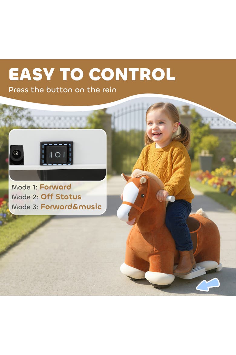 6V Kids Ride on Horse, Electric Riding Animal, Alternate, color, Brown