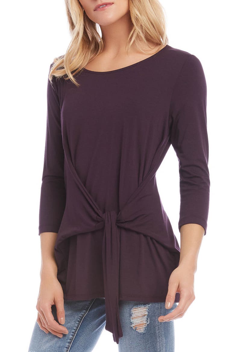 Tie Front Top, Alternate, color, EGGPLANT