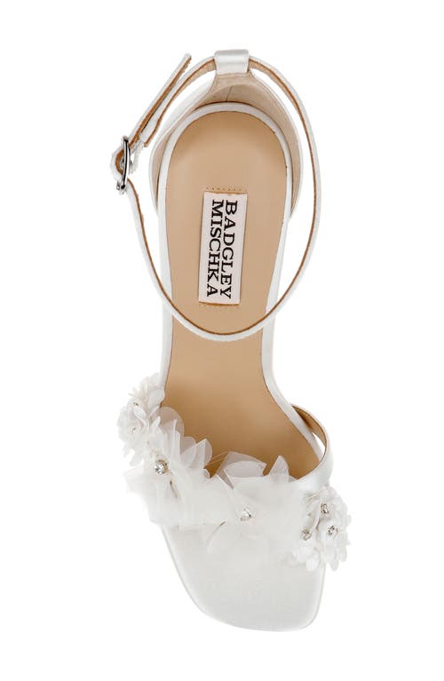 Shop Badgley Mischka Collection Joanna Ankle Strap Sandal In White Satin