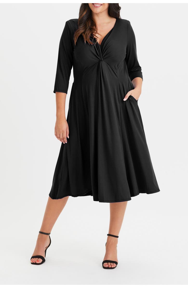 Scarlett & Jo Claudia Solid Jersey Knot Front Dress, Alternate, color, Black Jersey