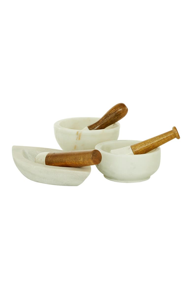 Novogratz White Marble Farmhouse Mortar And Pestel - Set of 3, Alternate, color,