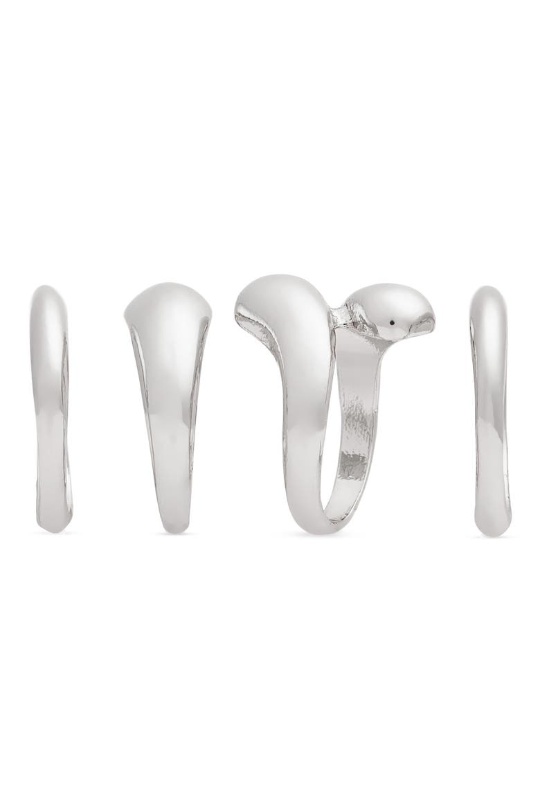 Set of 4 Mixed Rings, Alternate, color, RHODIUM