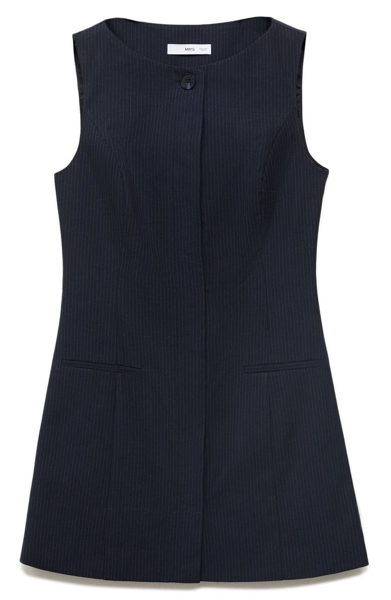 MANGO Sleeveless Pinstripe Minidress, Alternate, color, Navy