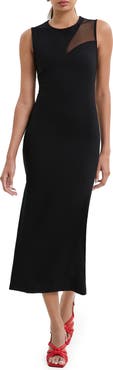 Marcella Bryant Sheer Accent Sleeveless Midi Dress