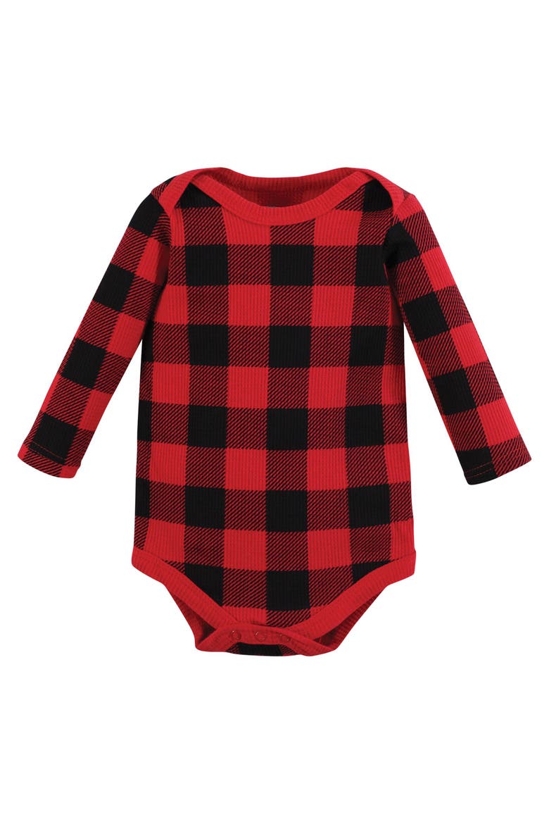 Thermal Long Sleeve Bodysuits, Alternate, color, Buffalo Plaid Moose