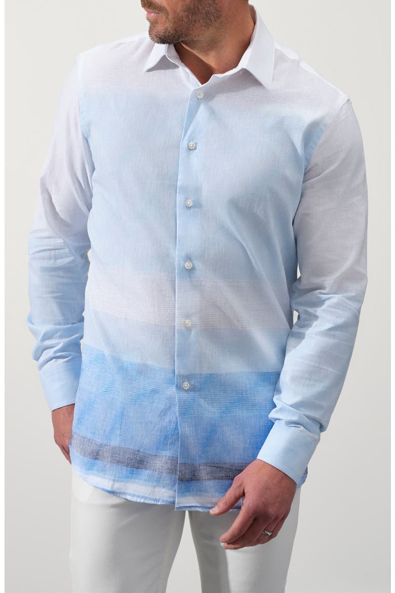 Linen & Cotton Blend Button-Up Shirt, Main, color, ROYAL