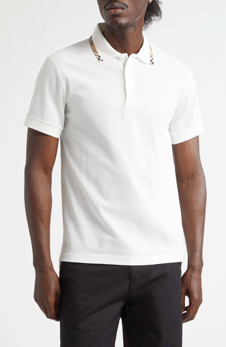 Burberry Eddie Cotton Piquè Polo, Main, color, Chalk