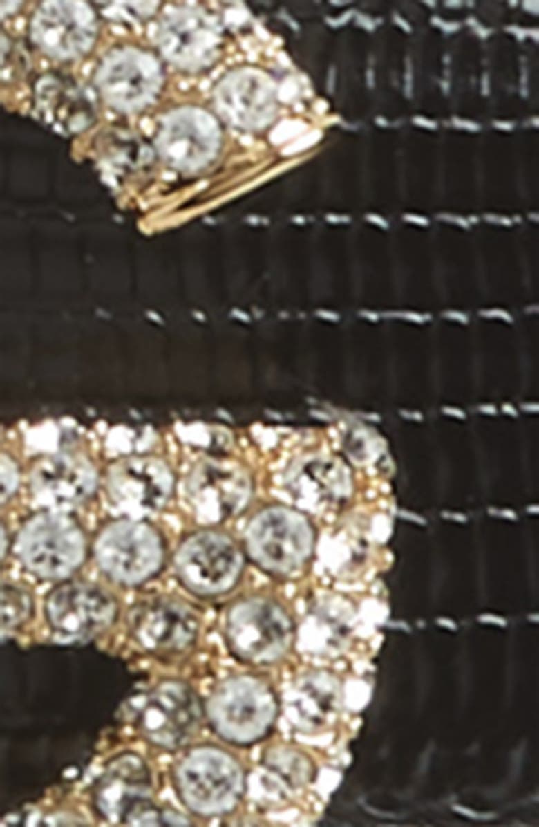 Dolce&Gabbana Crystal Logo Buckle Iguana Embossed Leather Belt, Alternate, color, 