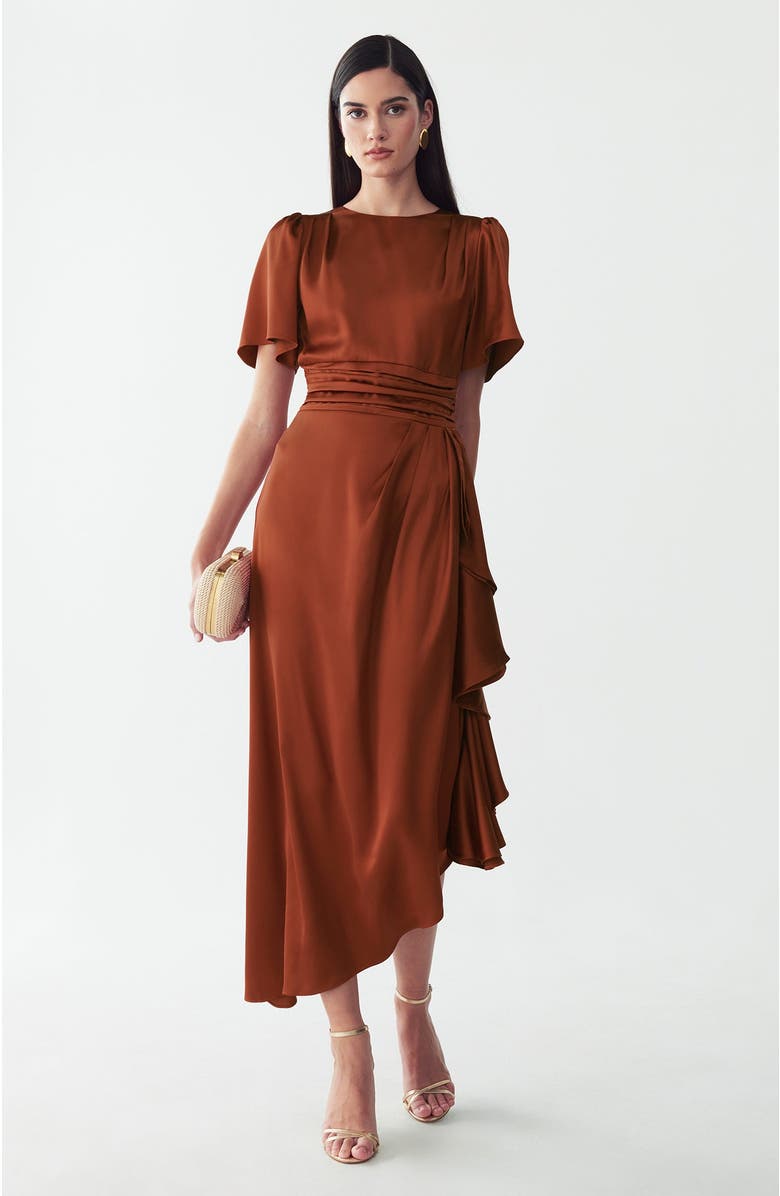 WILLA Narissa Midi Dress, Alternate, color, Copper