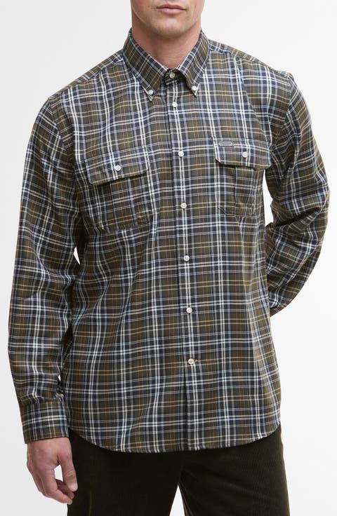 Saldon Regular Fit Plaid Performance Button-Up Shirt