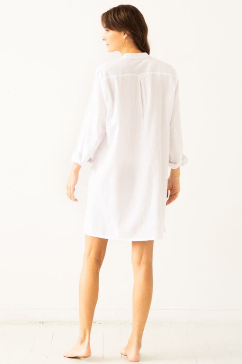 Salua Flannel Sleep Shirt In White