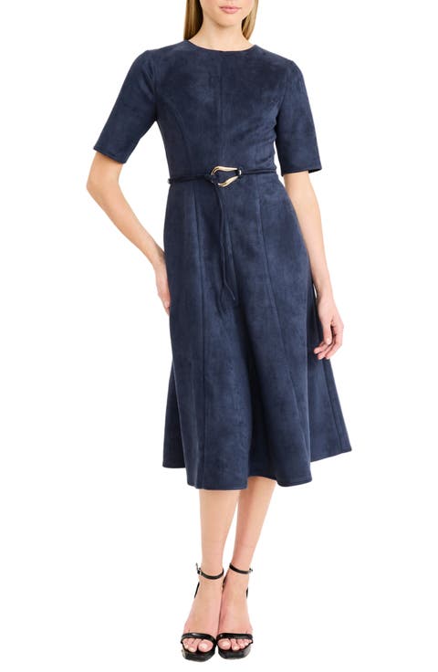 Belted Velvet Midi Dress