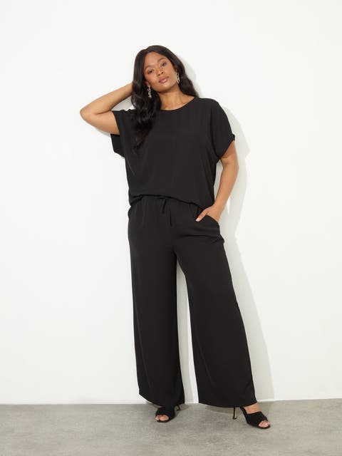 Drawstring Waist Wide Leg Pants