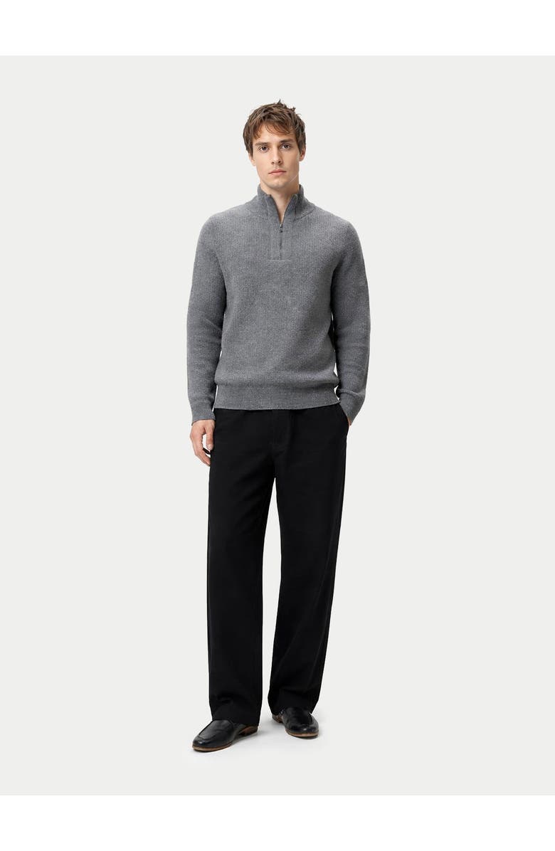 Gobi Cashmere Men's Cashmere Waffle Knit Half-Zip Sweater, Alternate, color, Stone Gray