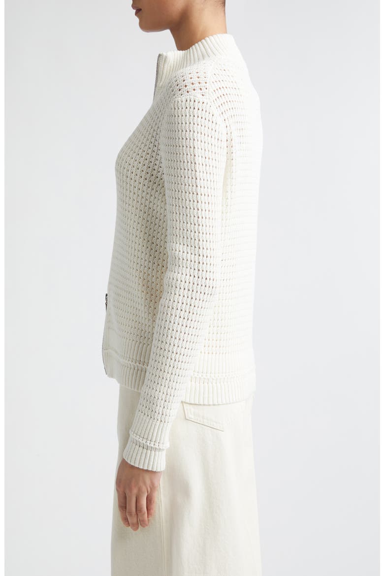 Open Stitch Cotton & Linen Blend Zip Cardigan, Alternate, color, CLOUD