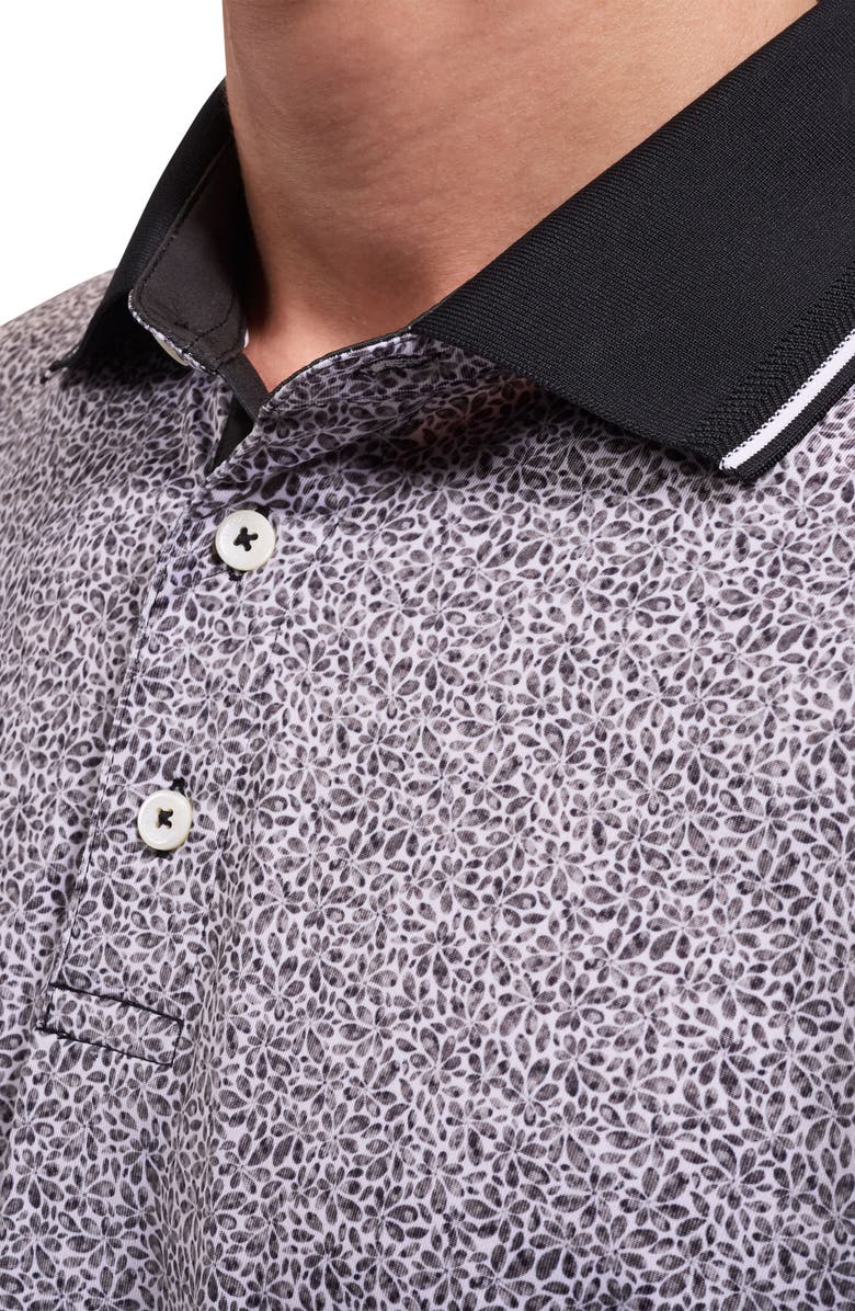 Bugatchi Performance Floral Polo, Alternate, color, Black