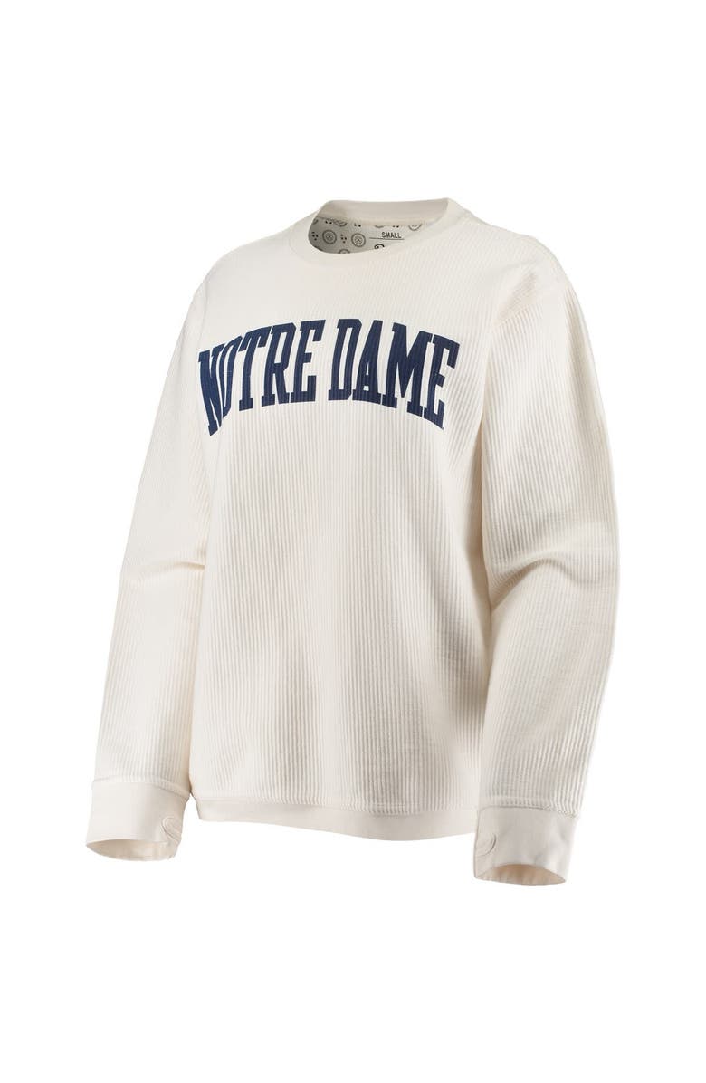 PRESSBOX Women's Pressbox White Notre Dame Fighting Irish Comfy Cord Vintage Wash Basic Arch Pullover Sweatshirt, Alternate, color,
