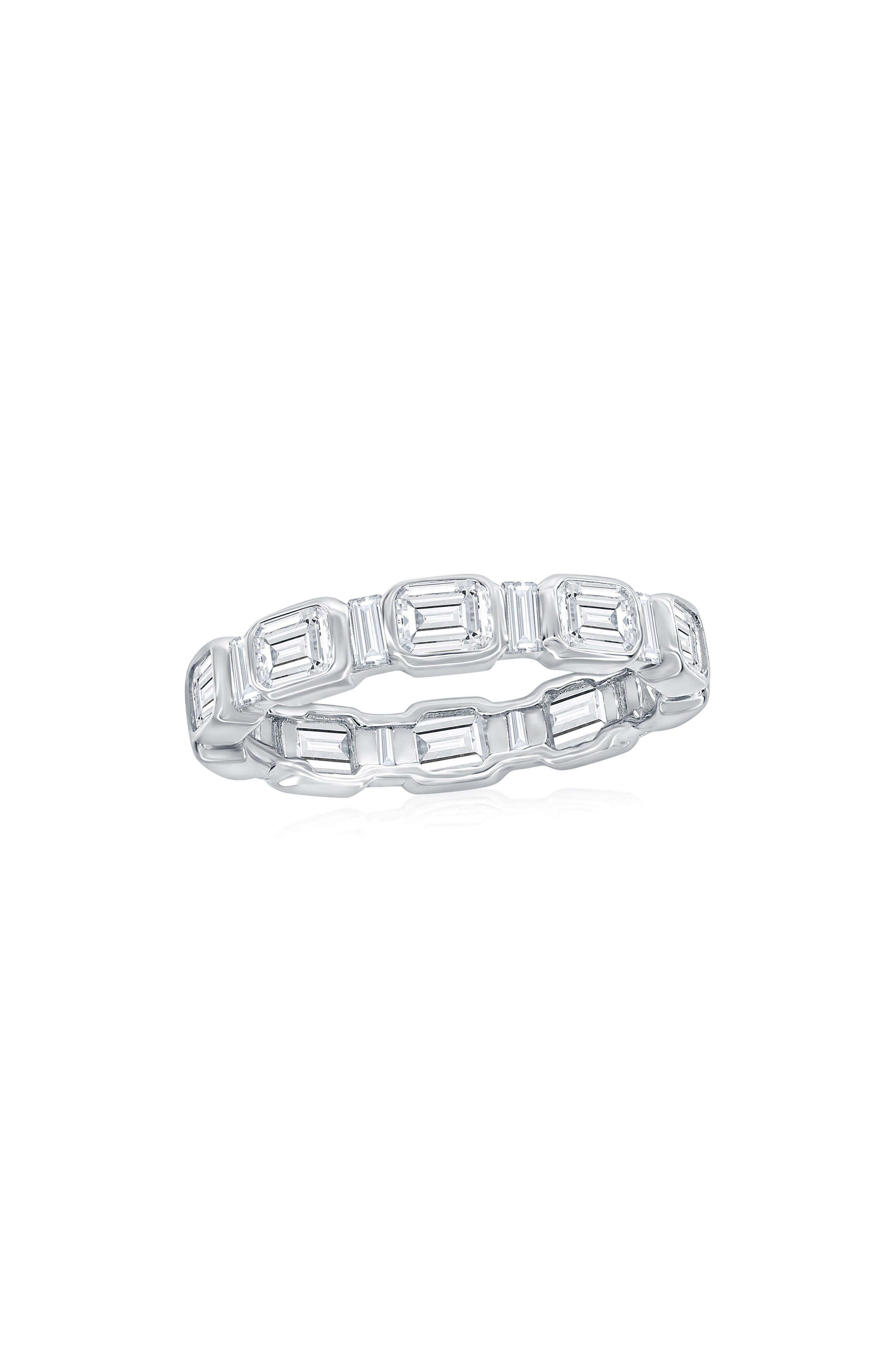 Emerald Cut Cubic Zirconia Eternity Band