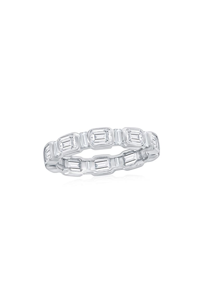 Emerald Cut Cubic Zirconia Eternity Band, Main, color, SILVER