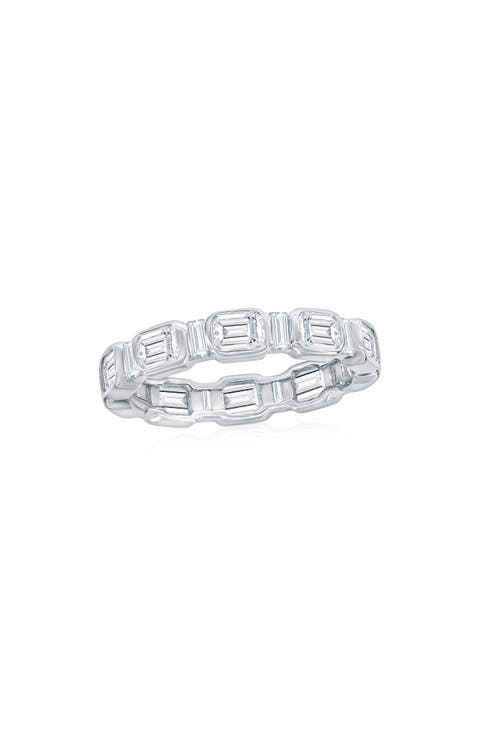 Emerald Cut Cubic Zirconia Eternity Band