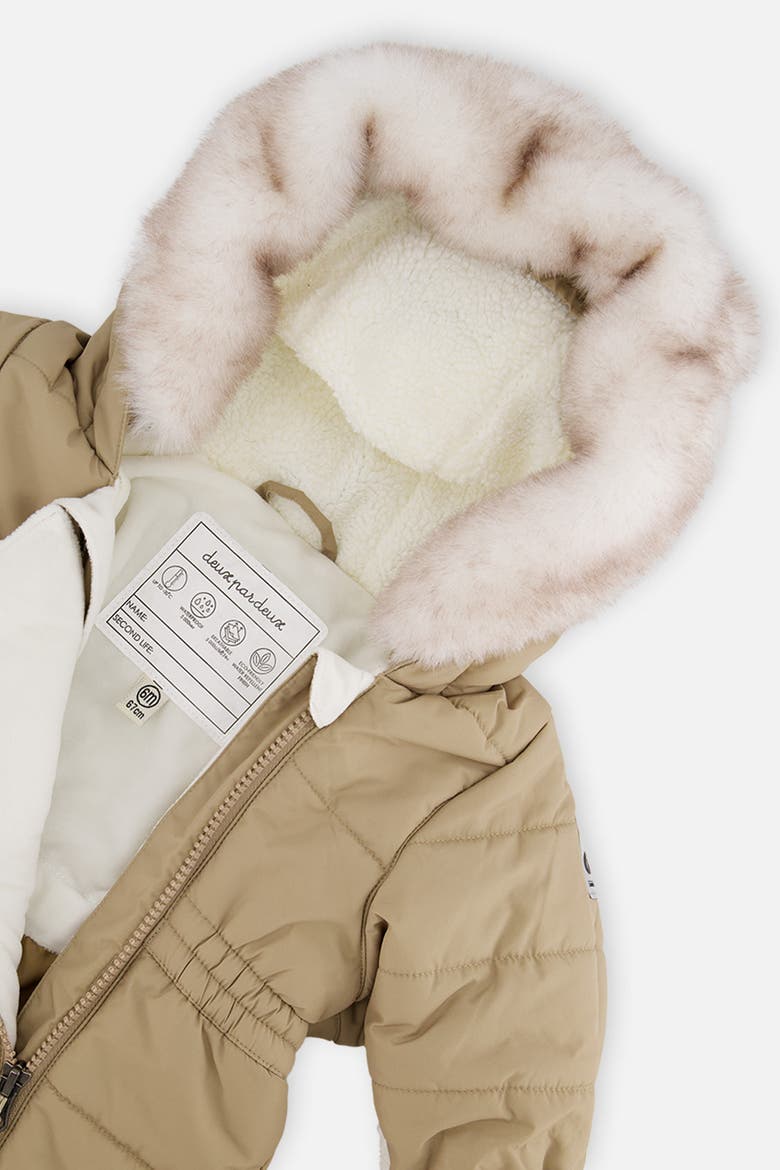 Bear Paw One Piece Footie Fleece Neckwarmer Snowsuit, Alternate, color, Taupe