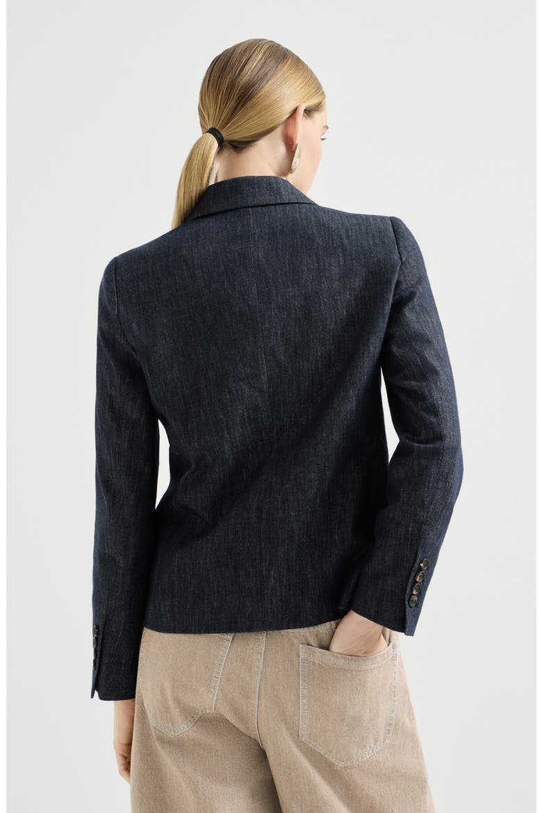 Denim-effect twill blazer, Alternate, color, Dark Denim