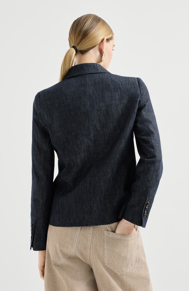 Brunello Cucinelli Denim-effect twill blazer, Alternate, color, Dark Denim