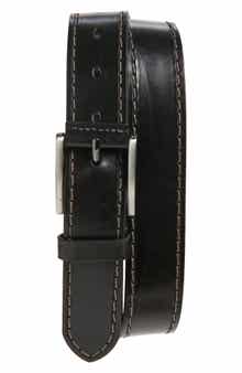Johnston & Murphy Laser Stitch Leather Belt