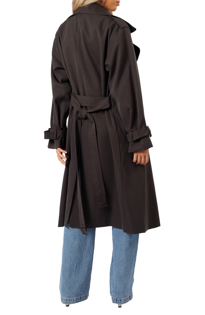 Petal & Pup Billy Tie Waist Double Breasted Trench Coat, Alternate, color, Charcoal