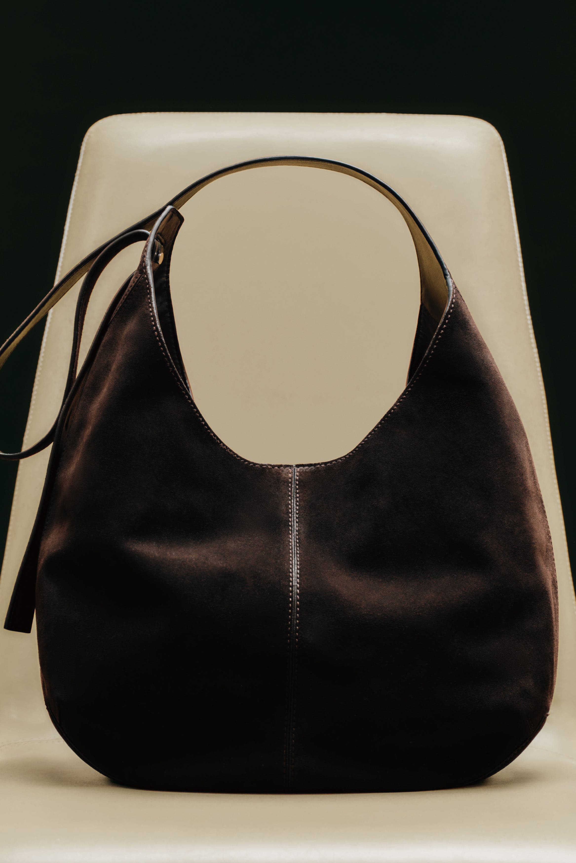 COS Knoll Shoulder Bag - Suede, Alternate, color, Ebony
