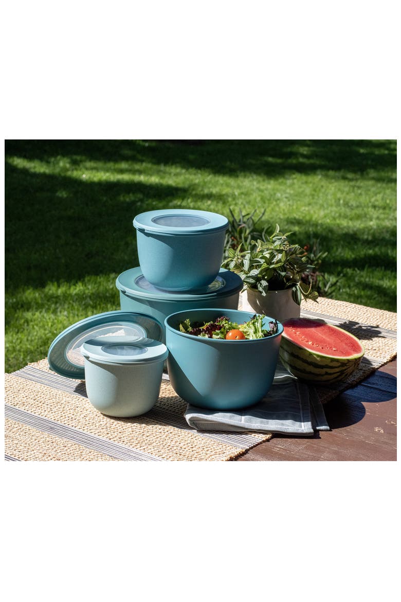 Set of 4 Stackable Melamine Mixing Bowls, Alternate, color, BLUE
