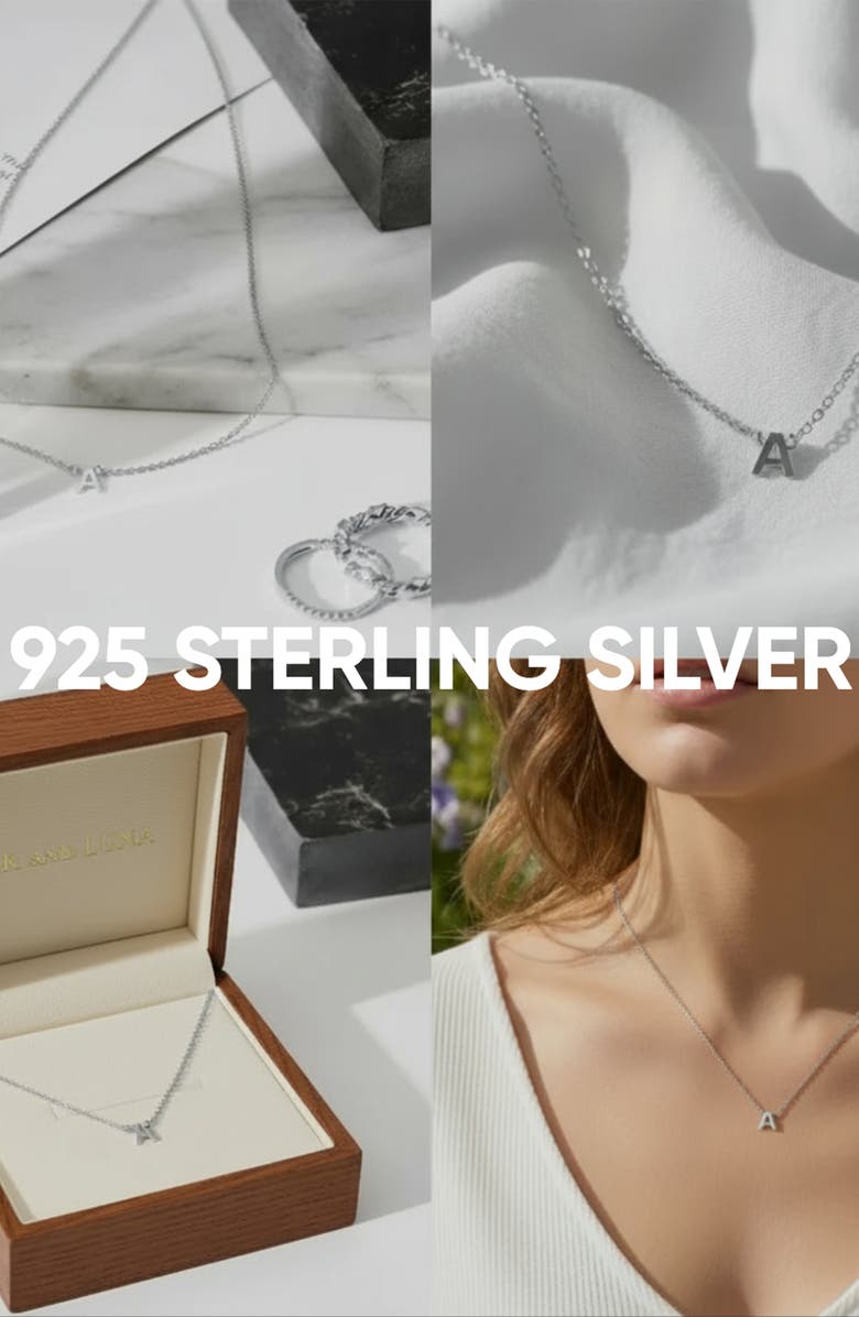 Oak & Luna Inez Initial Necklace - Sterling Silver 925, Alternate, color, Letter A