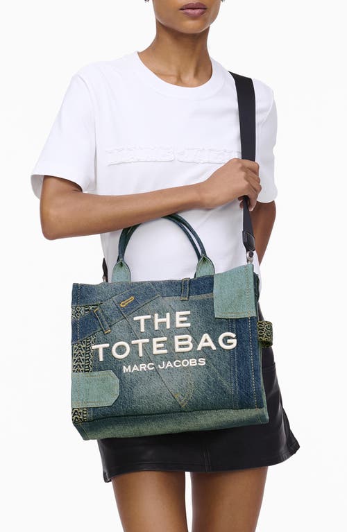 Marc Jacobs The Deconstructed Denim Medium Tote Bag In Indigo Multi