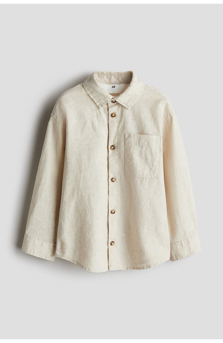 H&M Linen-blend shirt, Alternate, color, Light Beige