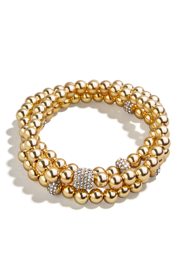 Set of 3 Pisa Beaded Bracelets, Main, color, BRASS/ GLASS CRYSTAL