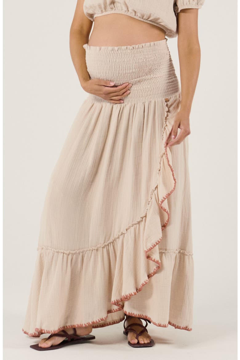 2 in 1 Maternity Smock Dress Skirt Laila, Alternate, color, Beige