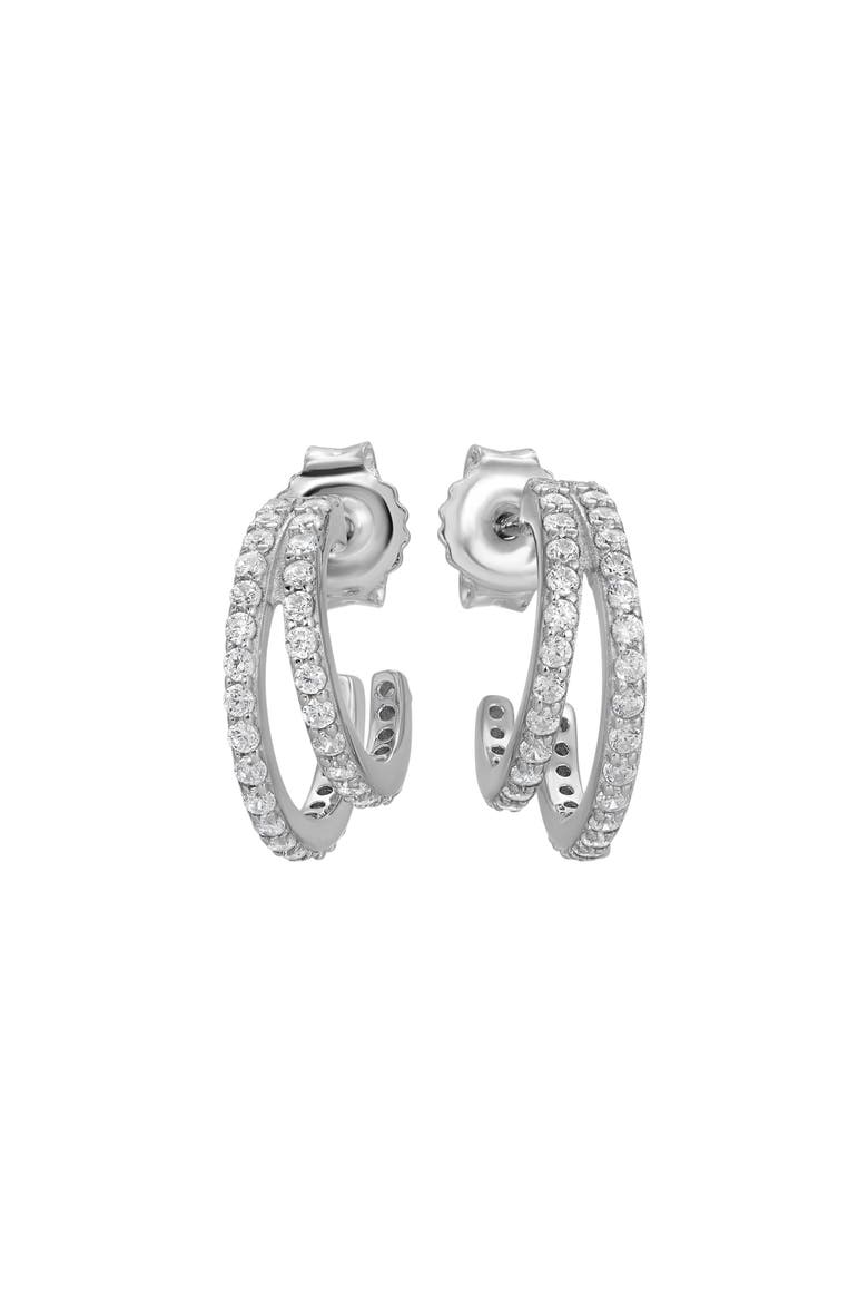 Evil Twin Double Huggie Hoop Earrings, Main, color, Silver