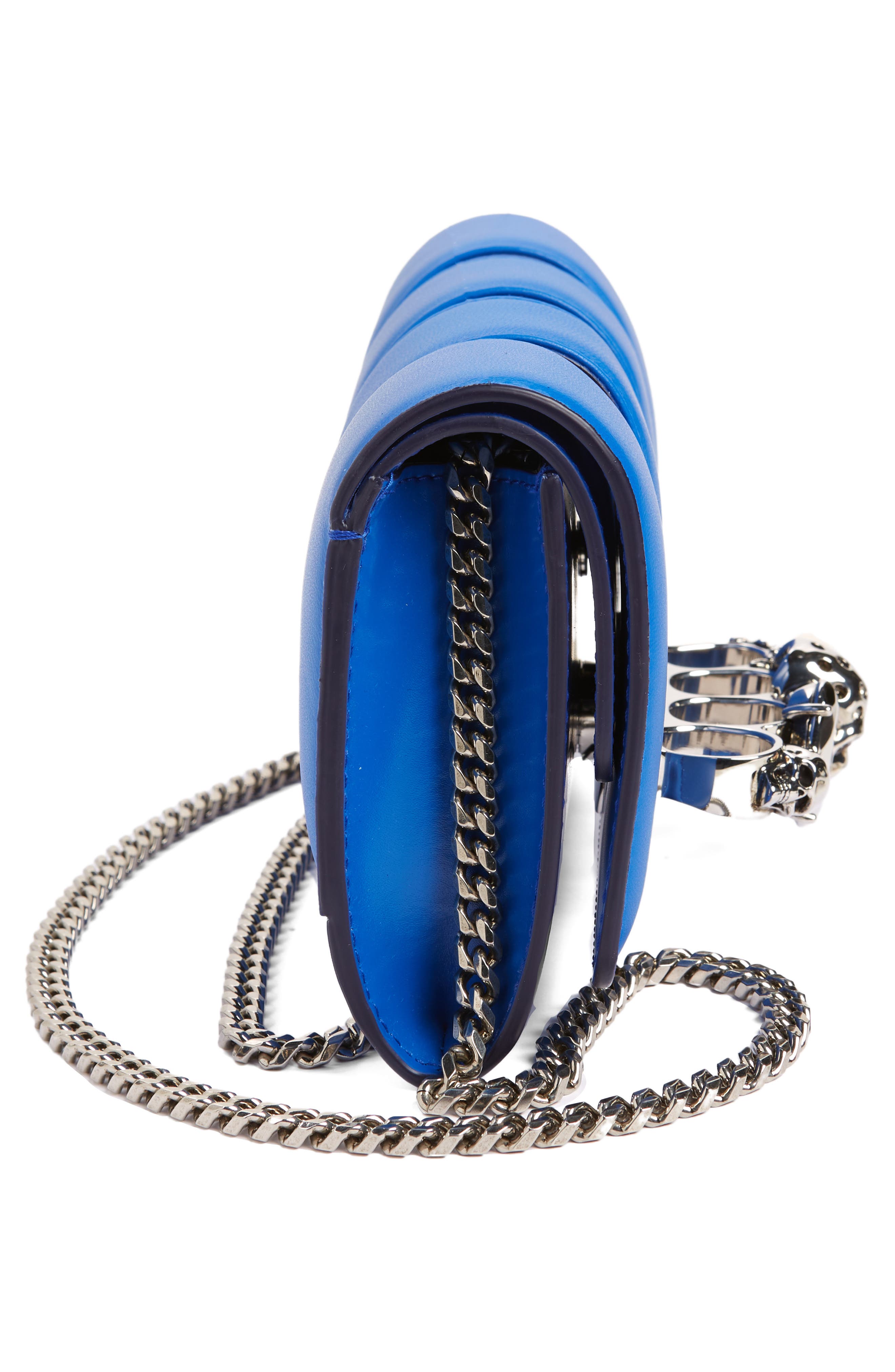 McQueen Slash Cutout Knuckle Leather Clutch, Alternate, color, 