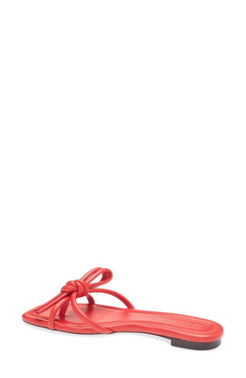 Loeffler Randall Hadley Leather Bow Flat Sandals In Red