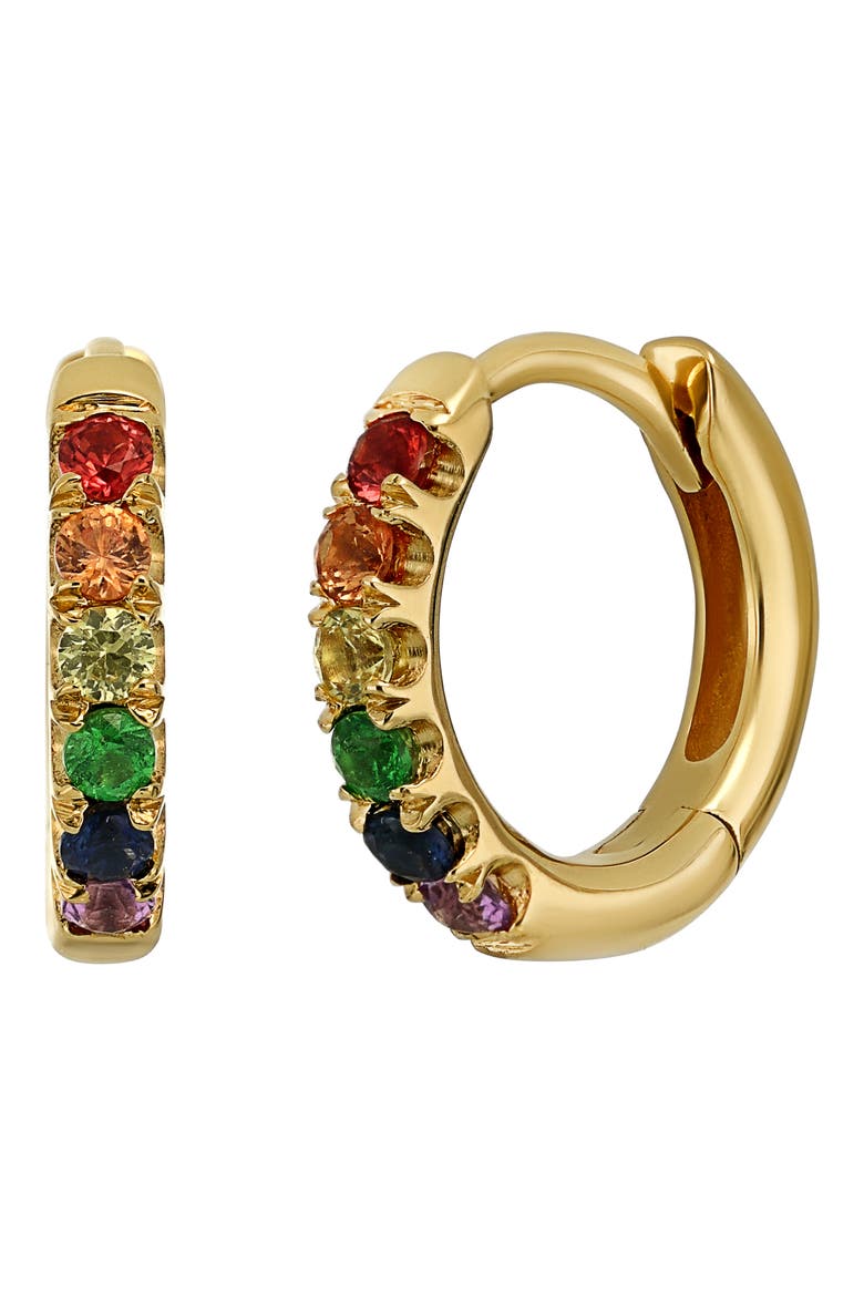 Iris Rainbow Huggie Hoop Earrings (Nordstrom Exclusive), Main, color, 18K YELLOW GOLD