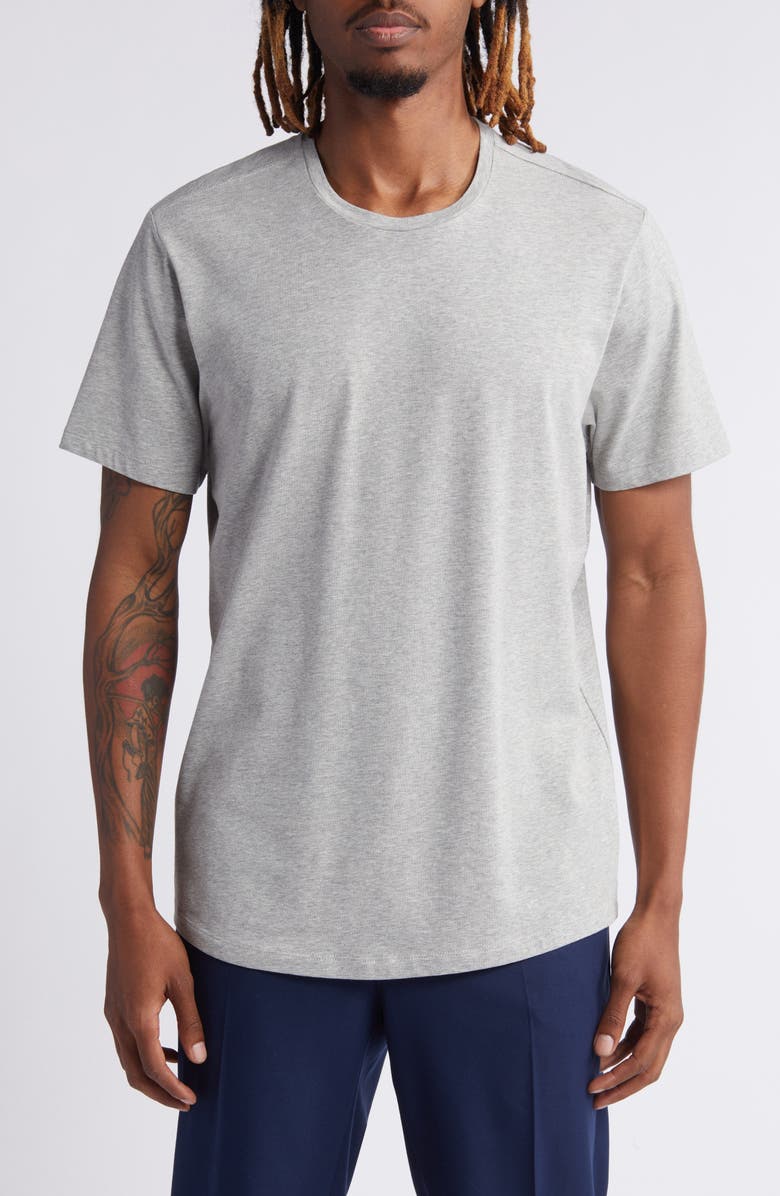 Open Edit Crewneck Stretch Cotton T-Shirt, Main, color, Grey Heather