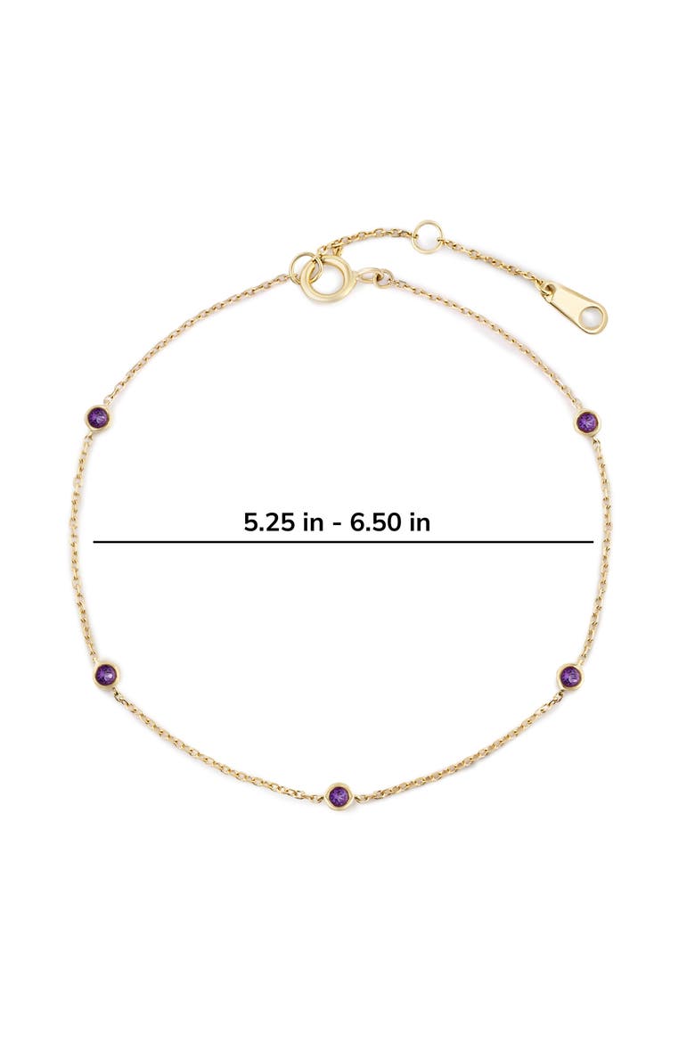 Solid Yellow Gold Birthstone Bracelet, Alternate, color, Amethyst
