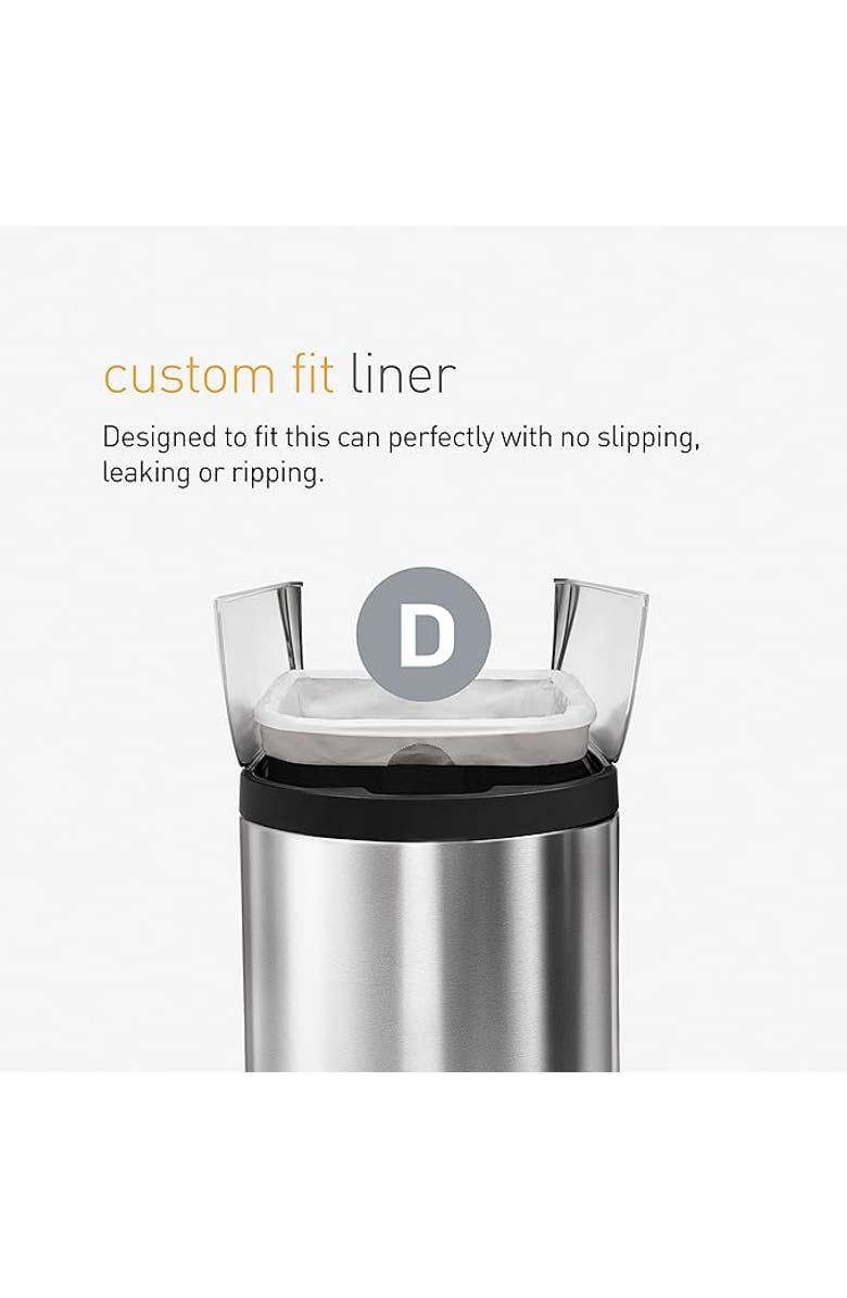 simplehuman Code D Custom Fit Liners with Quick Dispense Packs, Alternate, color, 100 Liners
