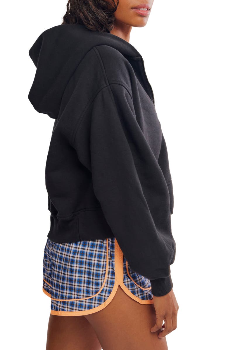 Free People A Cut Above Cotton Zip Hoodie, Alternate, color, Black